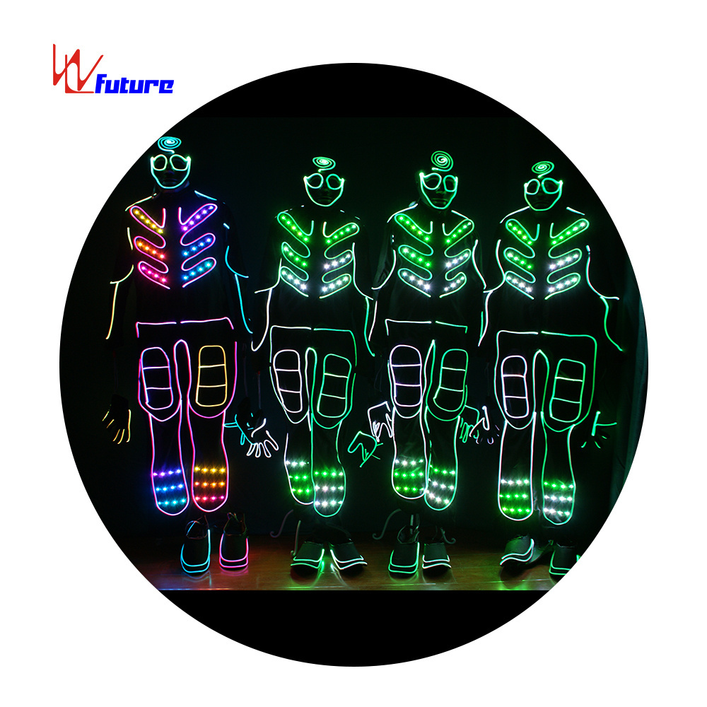 Superman 433 Wireless Control LED Light up Tron Dance Costume,team Led Light Black 1 Piece Adults Luminous Sets for Men