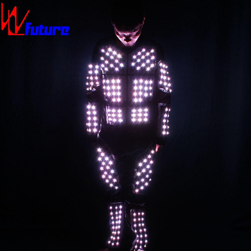 LED Robot Costume LED Tron Costume glow in the dark dresses performance wear Electronic Dance Music mens Clothes DJ costumes