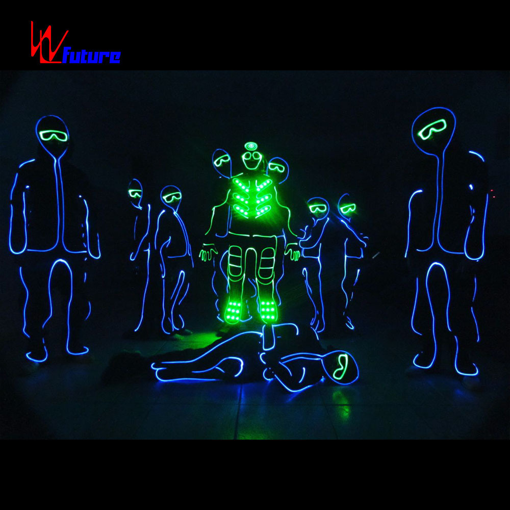 dmx fiber optic led glow stick man dance costume