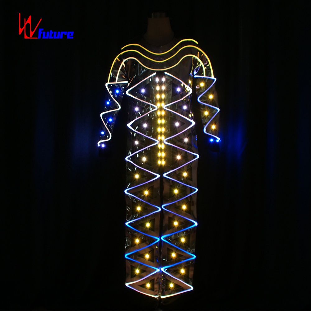 Mirror Man LED Dance Costume with , Cool LED Dance Costume New 1 Piece Performance Walkers for Adults Fiber Optic Led Costume