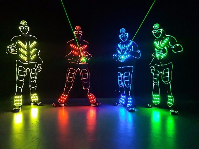 Superman 433 wireless control LED Light Up Tron Dance Costume,team led light tron dance costume