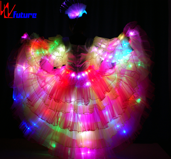 Beautiful  flower parade Spanish LED dance dress,LED carnival costumes, rave costume ballroom dancing long christmas dress