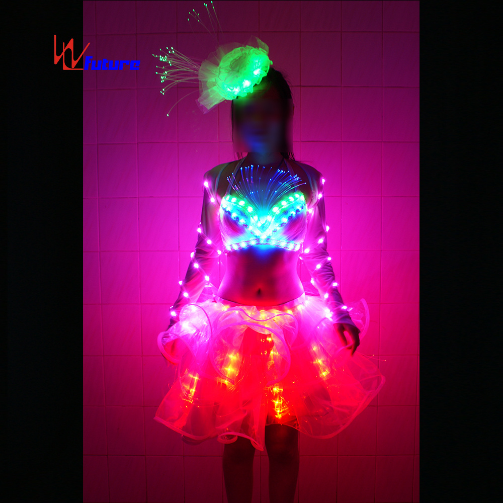 High quality LED Luminous Exotic Dancewear Lights Show Costume Lingerie Sexy Stripper Clothing