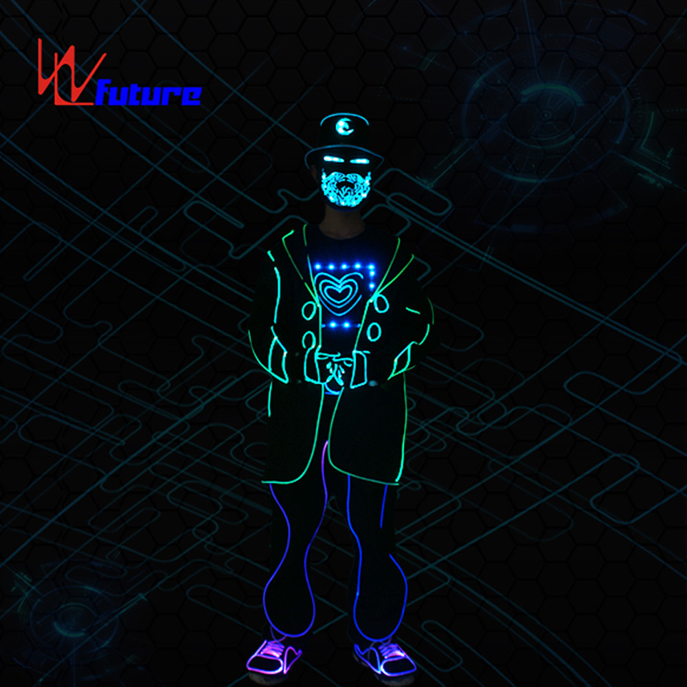 future Festival Glowing Luminous Fiber Optic Men LED Flashing Party Wear Rave Jacket