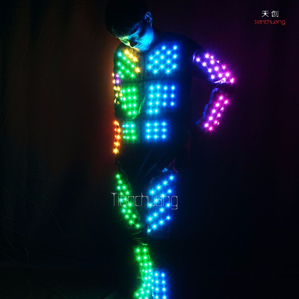 Wireless DMX512 LED Dance Costume, RF Remote Control LED Light Jacket, Programmable LED Jumpsuit