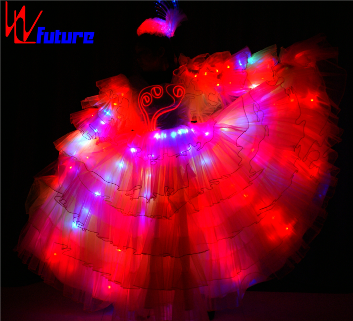 Beautiful  flower parade Spanish LED dance dress,LED carnival costumes, rave costume ballroom dancing long christmas dress