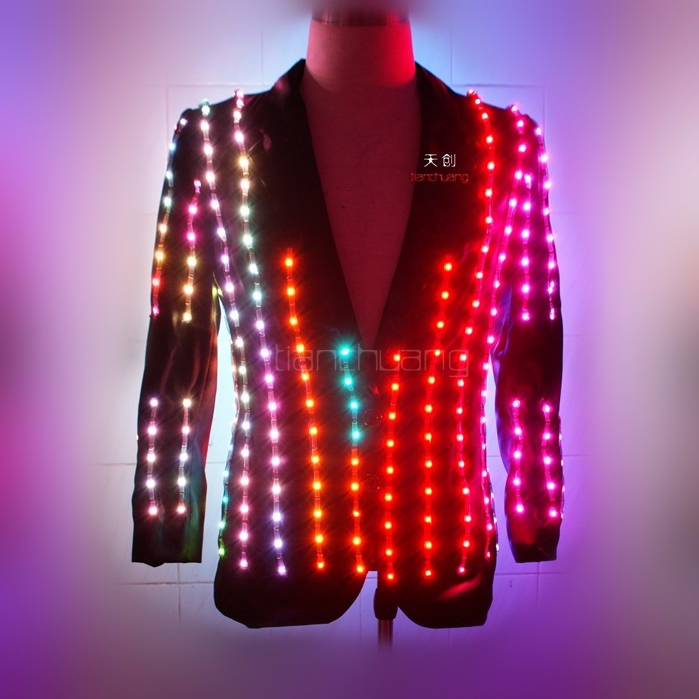 Fashion Men Light Up LED Light DJ Laser Jackets with Glove