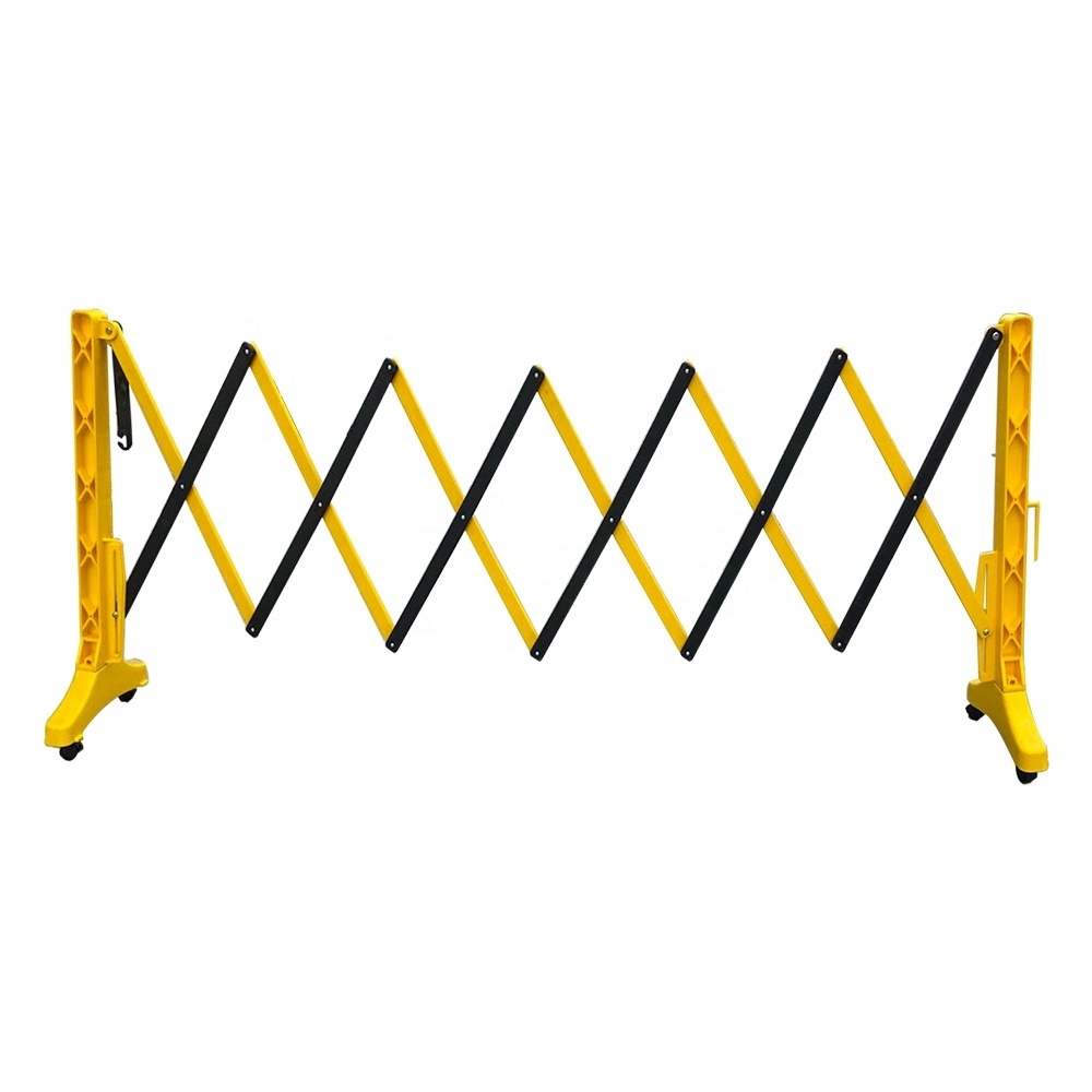 PE plastic road safety traffic expandable barricade mobile foldable retractable barrier scissor gate with locking straps