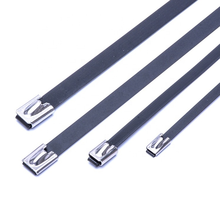 Fscat Bundled cables and wires stainless steel cable ties PVC wrap Stainless cable ties