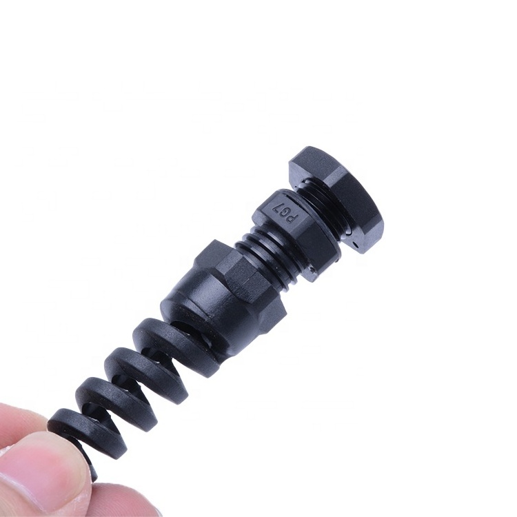 IP68 Waterproof Cable Gland Connector Plastic Flex Spiral Strain Relief Protector For 3.5-6mm Wire Thread