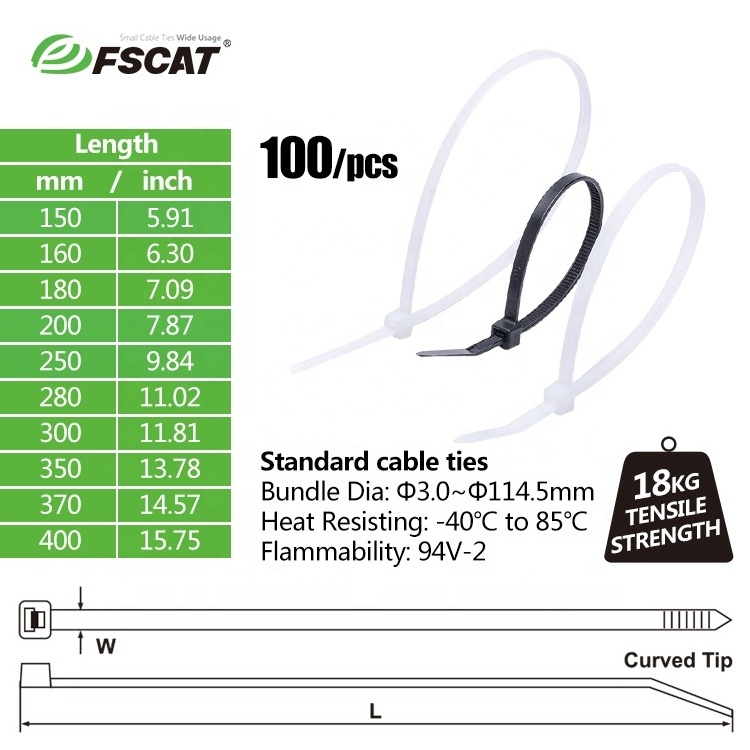 fscat Cable zip Ties Standard Quality New in Line Nylon Material Wholesale Cheap Price