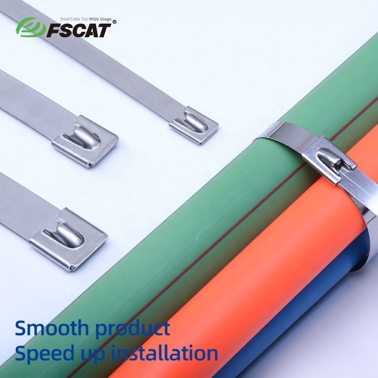 Fscat stainless steel cable ties high wire ties quality 4.6*300mm SS304/316 stainless steel zip ties