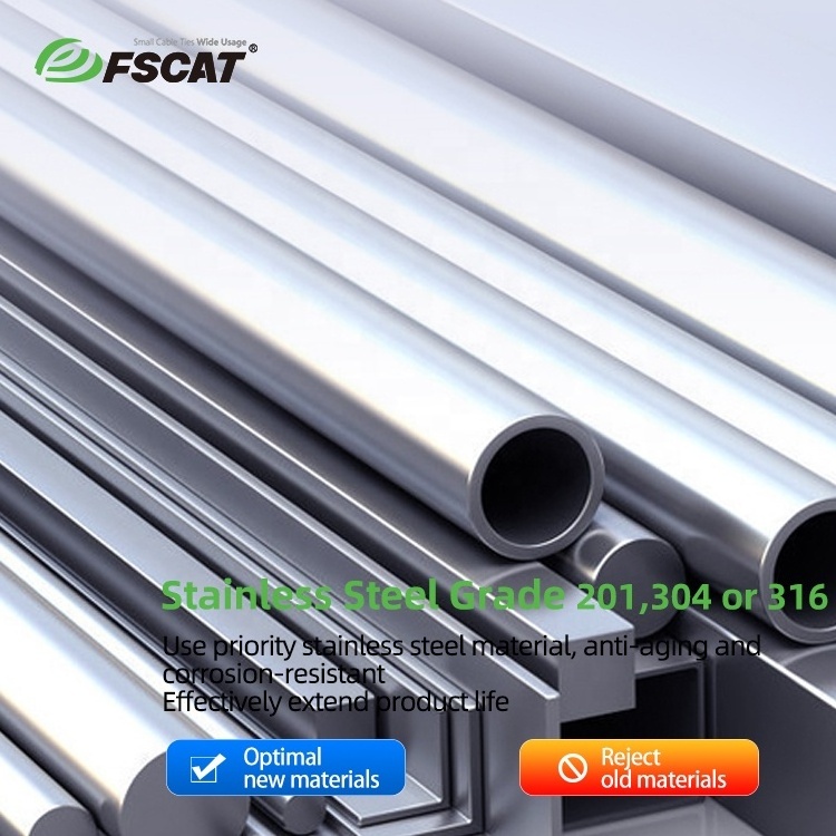 Fscat stainless steel cable ties high wire ties quality 4.6*300mm SS304/316 stainless steel zip ties