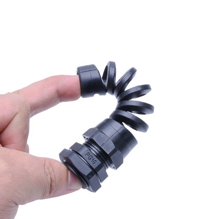 IP68 Waterproof Cable Gland Connector Plastic Flex Spiral Strain Relief Protector For 3.5-6mm Wire Thread