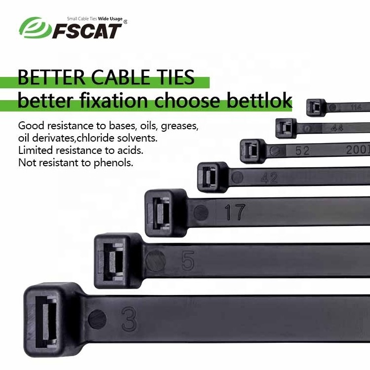 FSCAT factory outlet adjustable zip tie self locking nylon66 plastic bunding ties reusable cable wire ties