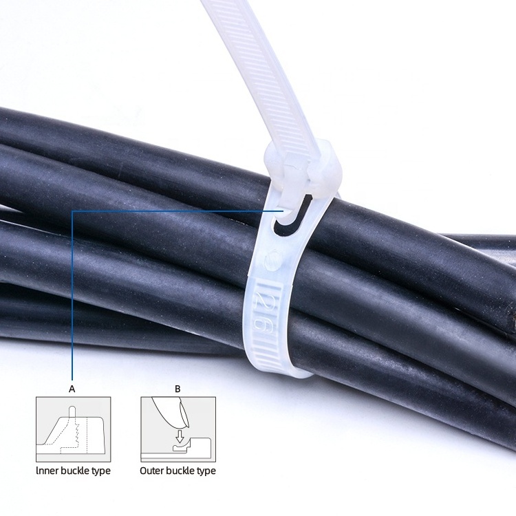 Fscat PA66 Eco-Friendly Releasable Adjustable Zip Tie Strap 100mm & 200mm Reusable Nylon Cable Wire Wraps Plastic Material