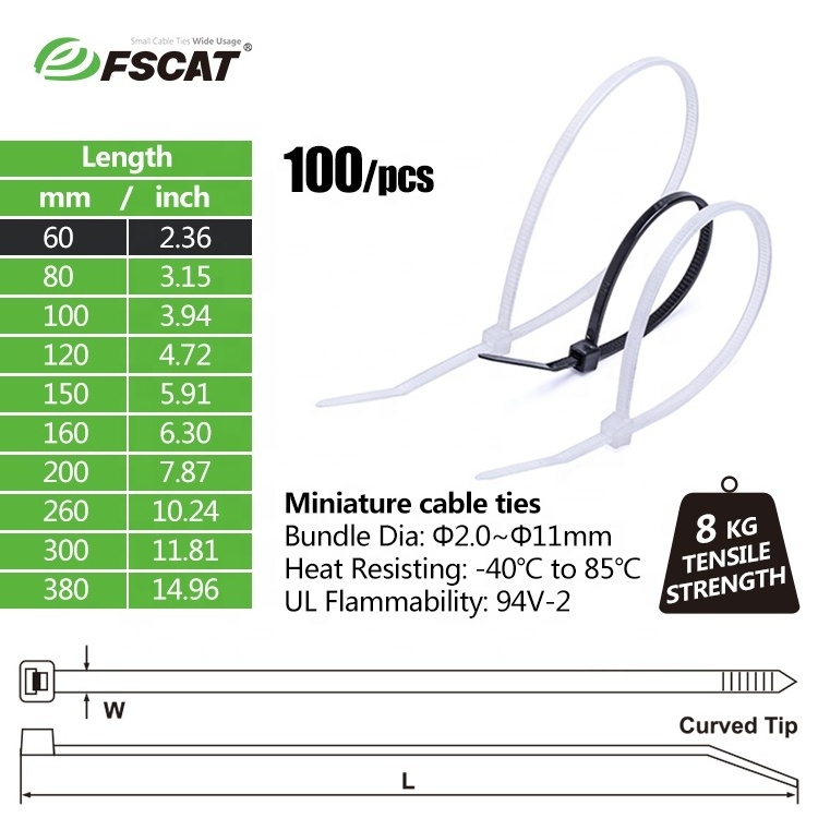 fscat self-locking cable ties uv nylon 66 outdoor cable wire tie mount black natural zip tie