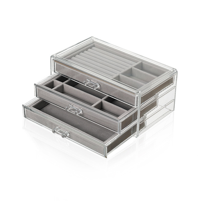 clear plastic 3 layers make up organizers  with drawers