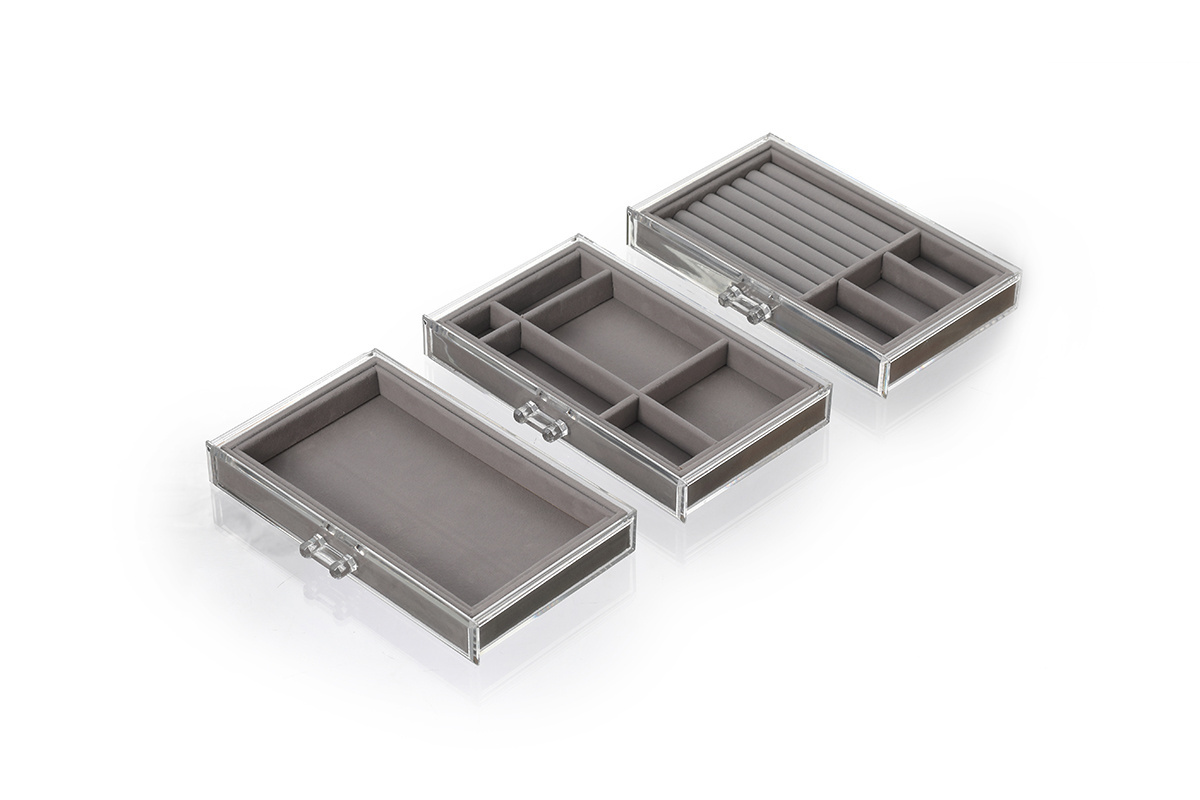 clear plastic 3 layers make up organizers  with drawers