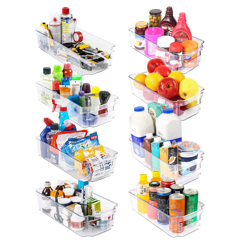 Set of 8 Pantry Organizers Freezers  for Kitchen Countertops and Cabinets ,Clear Plastic Pantry, PET fridge storage bin