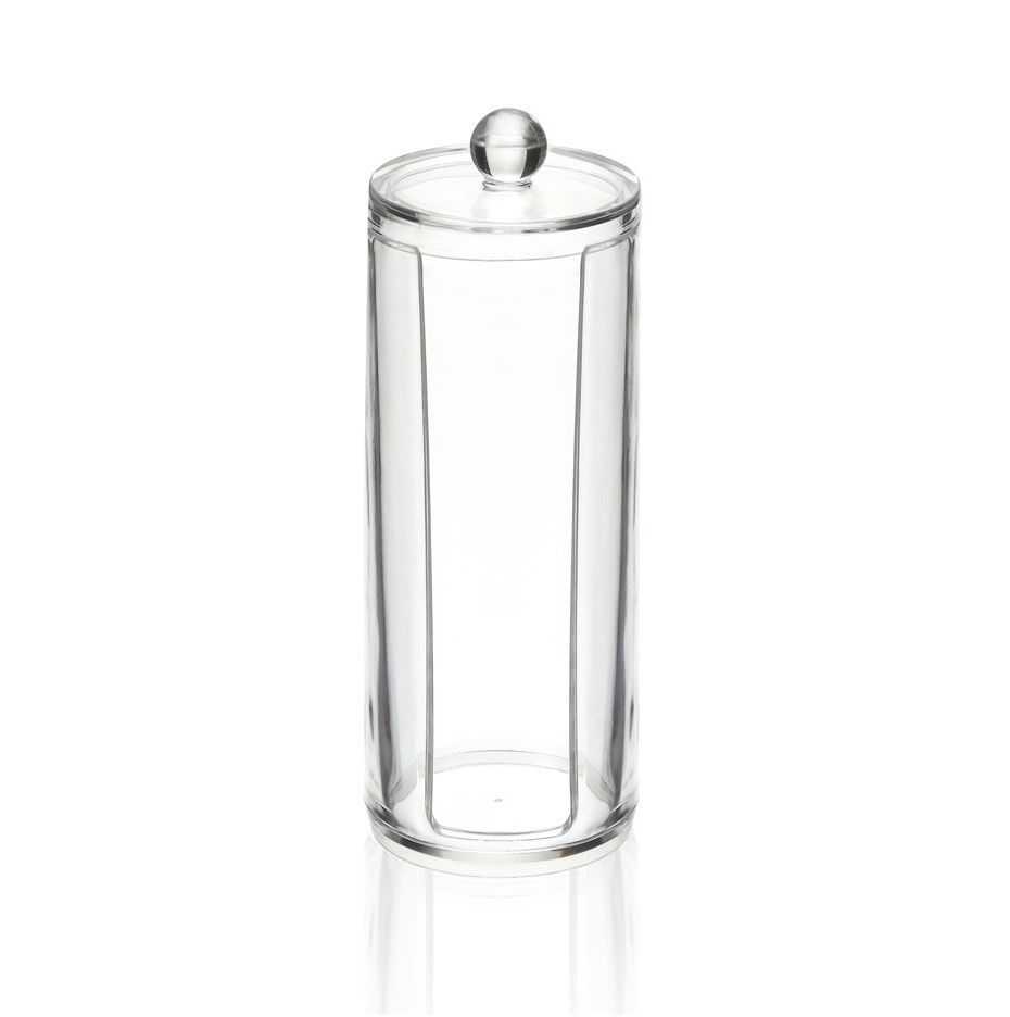 Clear Tall Makeup Organizer Cotton Pads Holder Jar, Clear Organiser Cosmetic Storage For Cotton Pad