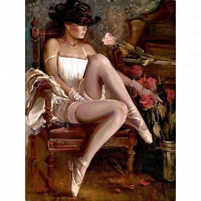 Best price Diy oil paint by numbers in YIWU factory sexy woman painting on canvas for home decoration painting