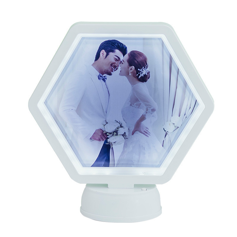 Dual-Purpose Creative Photo Frame Hexagonal Makeup Mirror Magic Mirror Photo Frame