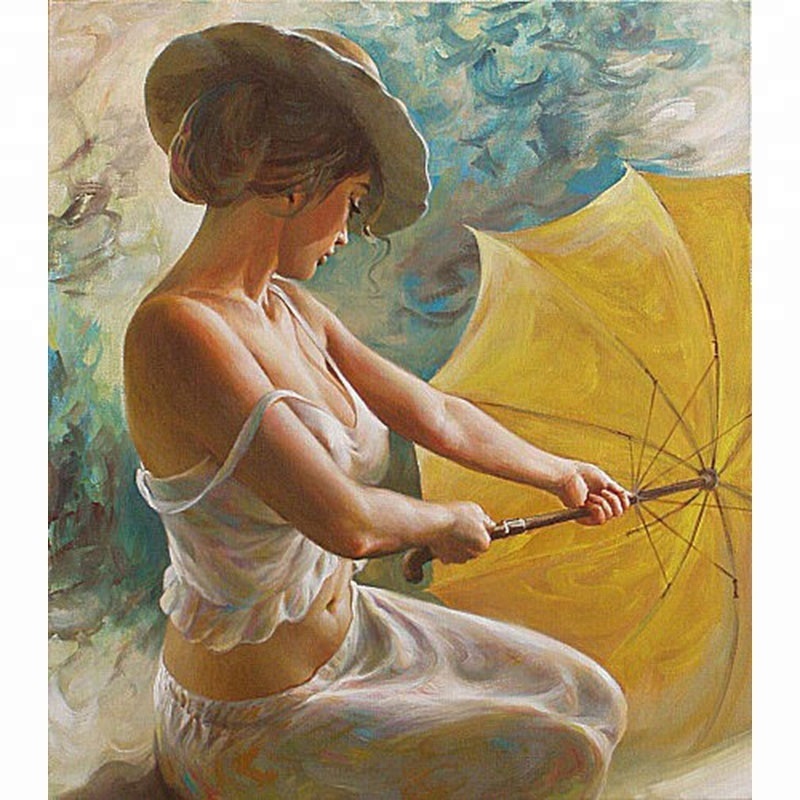 Best price Diy oil paint by numbers in YIWU factory sexy woman painting on canvas for home decoration painting