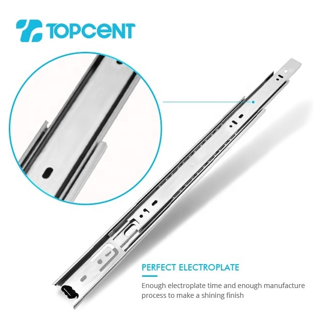 Topcent 3 fold full extension ball bearing drawer telescope slide for furniture hardware soft close drawer slide