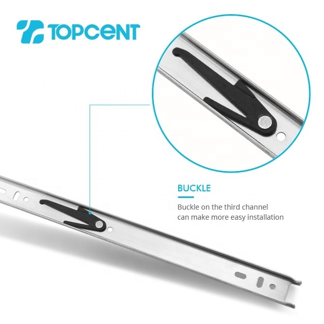 Topcent 3 fold full extension ball bearing drawer telescope slide for furniture hardware soft close drawer slide