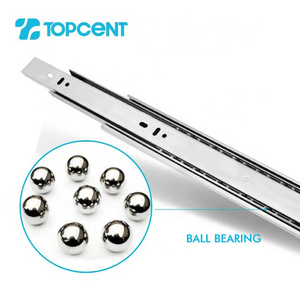 Topcent 3 fold full extension ball bearing drawer telescope slide for furniture hardware soft close drawer slide