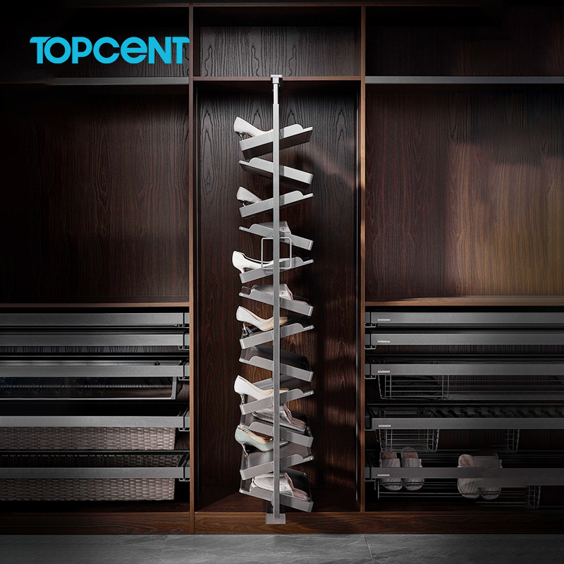 Topcent Manufacturer Modern High Quality Big 360 Degree Revolving Shoe Storage Cabinet Furniture Wardrobe Rotating Shoe Rack