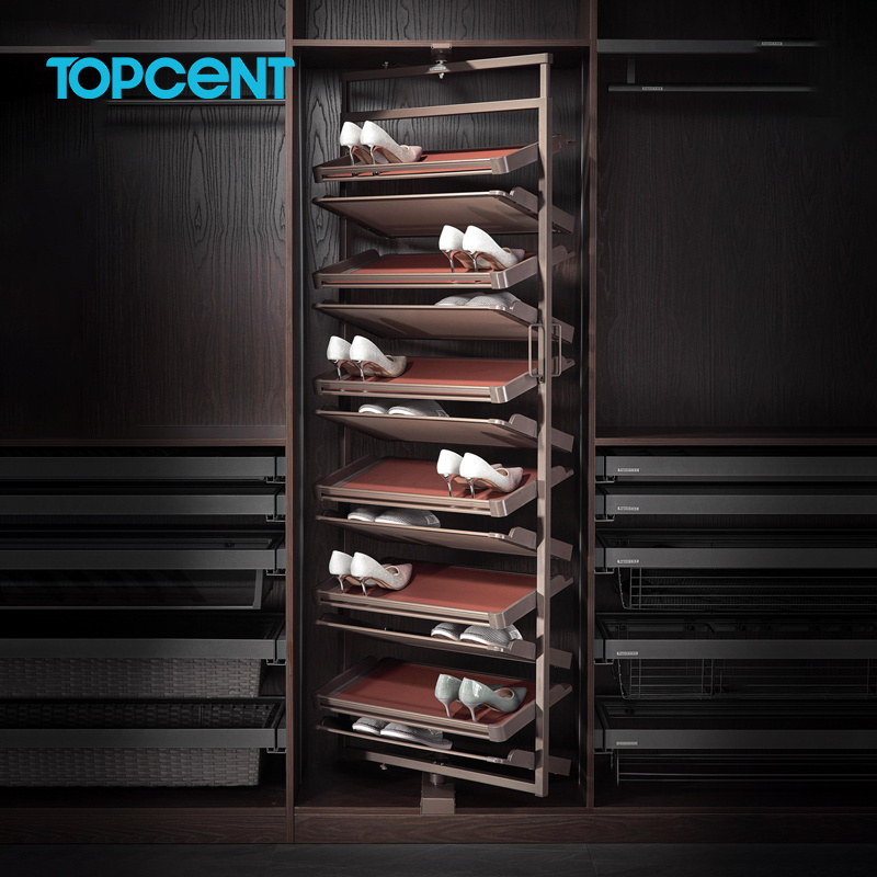 Topcent Manufacturer Modern High Quality Big 360 Degree Revolving Shoe Storage Cabinet Furniture Wardrobe Rotating Shoe Rack