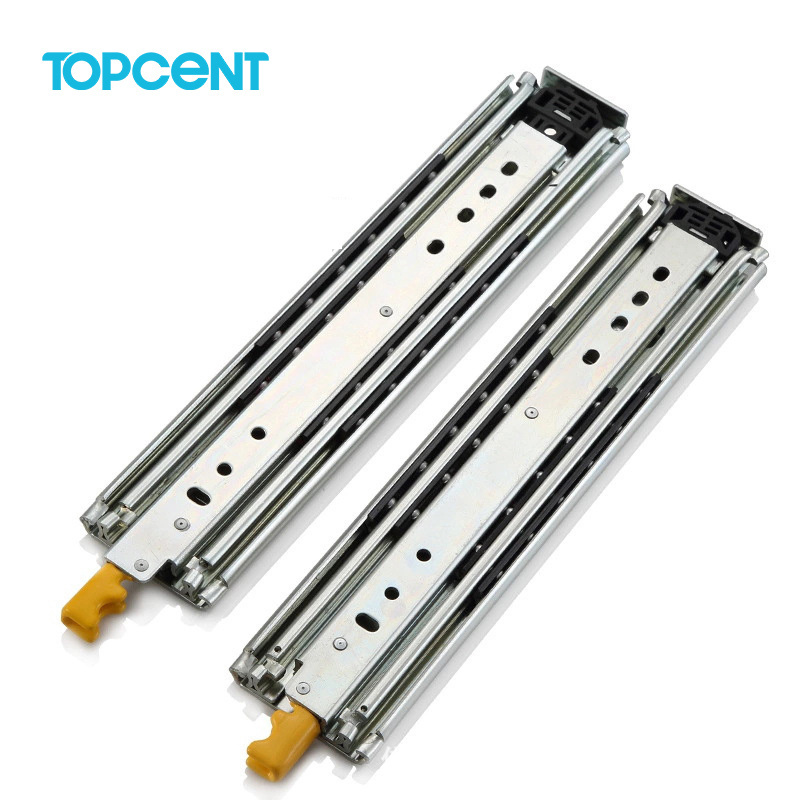 TOPCENT Furniture hardware 220KG  locking full extension drawer channel rail Ball Bearing slides Heavy Duty Drawer Slide