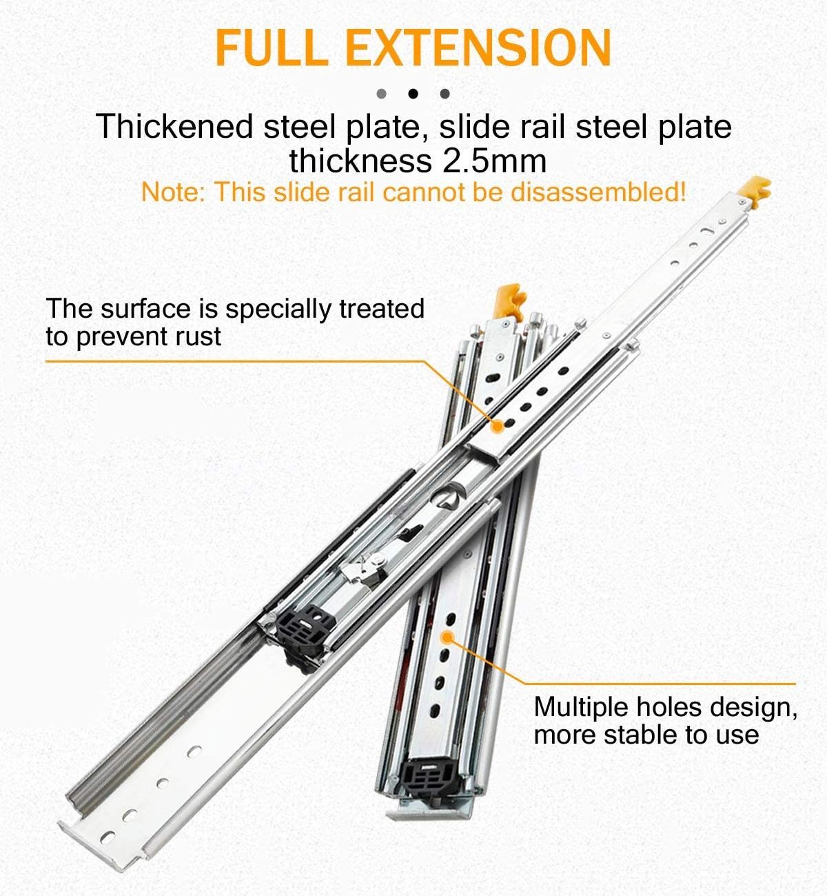 TOPCENT Furniture hardware 220KG  locking full extension drawer channel rail Ball Bearing slides Heavy Duty Drawer Slide