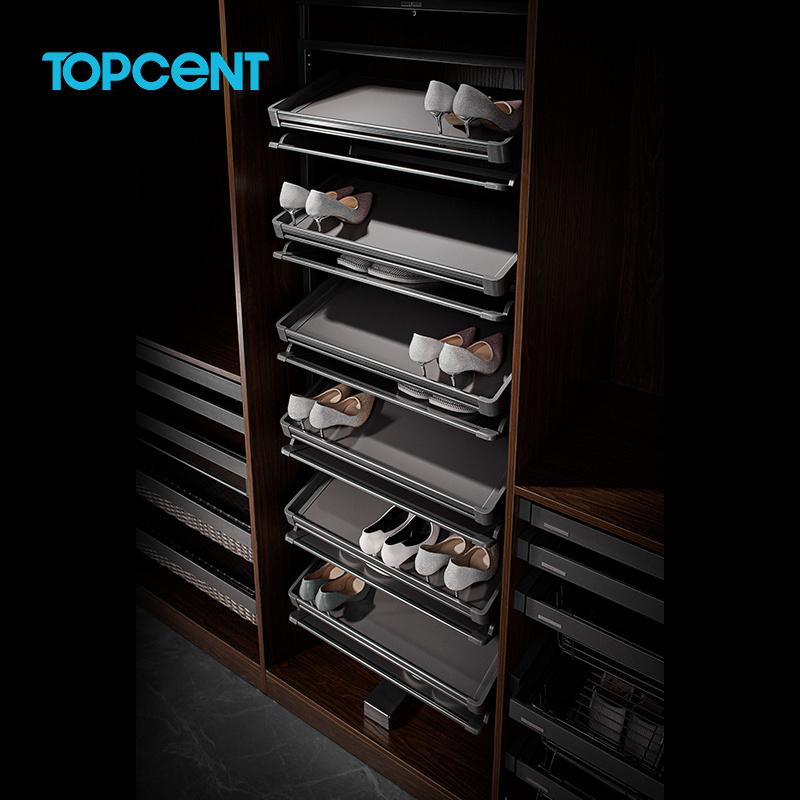 Topcent Wholesale High Quality Soft Closing 360 rotating shoe rack for Wardrobe Storage