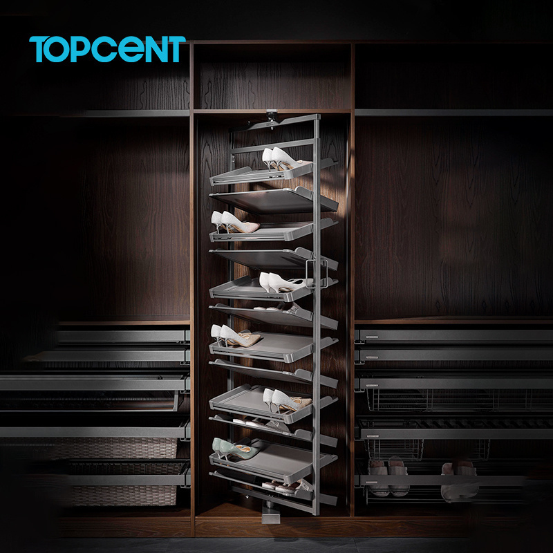 Topcent Wholesale High Quality Soft Closing 360 rotating shoe rack for Wardrobe Storage