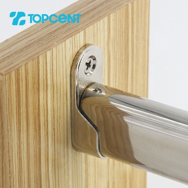 TOPCENT Rail Hanging Clothes Zinc Alloy Oval Furniture Hardware Closet Rod Support Wardrobe Long Tube Holder