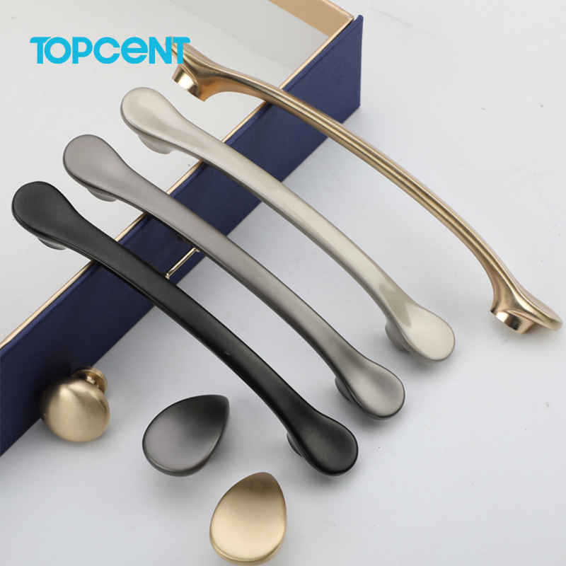 TOPCENT Zinc Alloy Simple Cabinet Sliding Door Handle Black Gold Wire Drawing Large Wardrobe Cabinet Long Door Handles