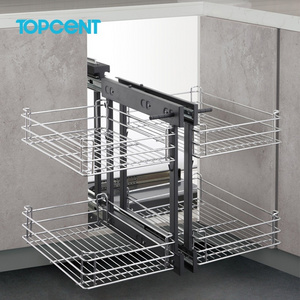 TOPCENT Kitchen Universal Magic Corner For Kitchen Cabinet Blind Corner Swing Tray Pull Out Cabinet Magic Corner Basket