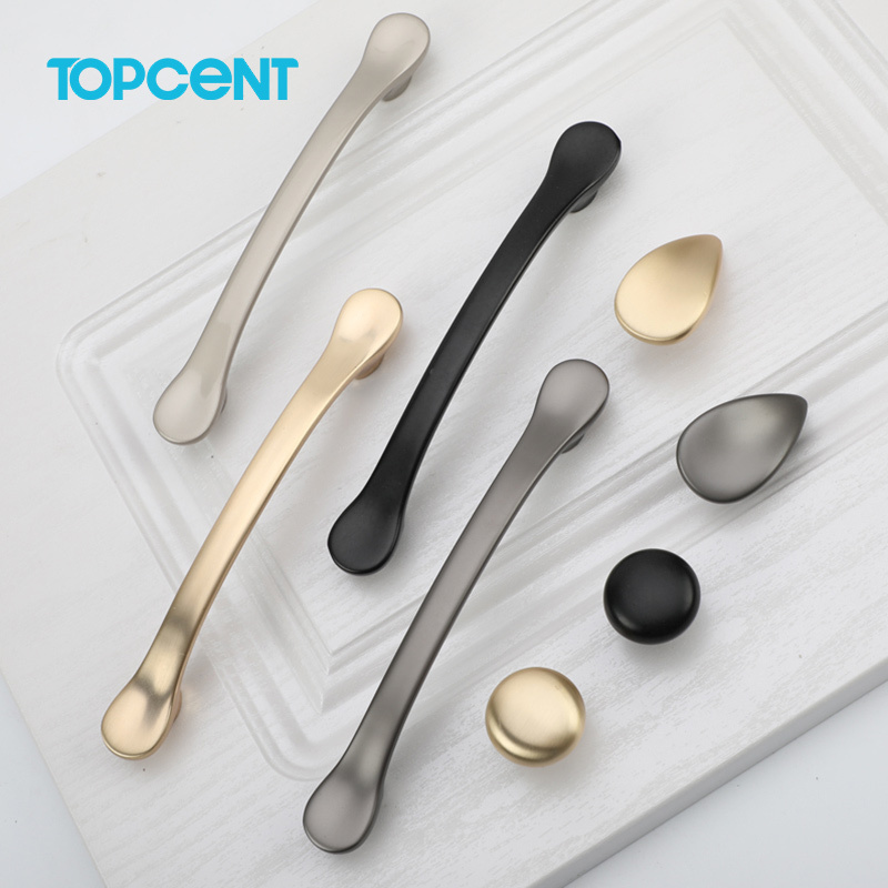 TOPCENT Zinc Alloy Simple Cabinet Sliding Door Handle Black Gold Wire Drawing Large Wardrobe Cabinet Long Door Handles