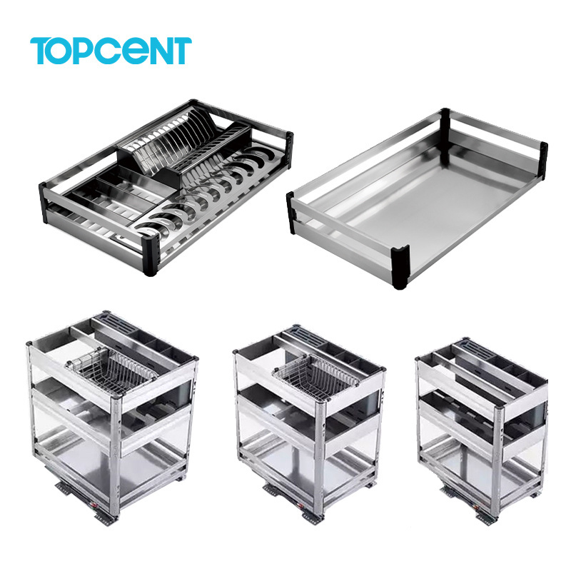 TOPCENT Custom Pullout Kitchen Stainless Steel Pull Out Basket Drawers