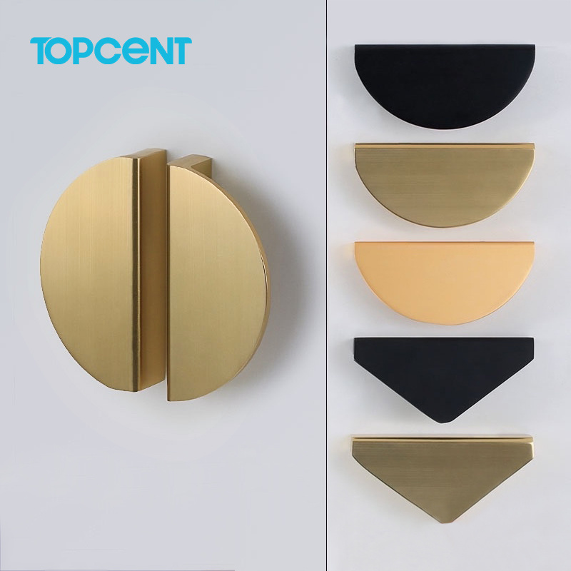 Topcent Aluminum Half Moon Gold Handles Cabinet Half Moon Round Brass Handles Kitchen Pull Out Drawer Cabinet Pulls