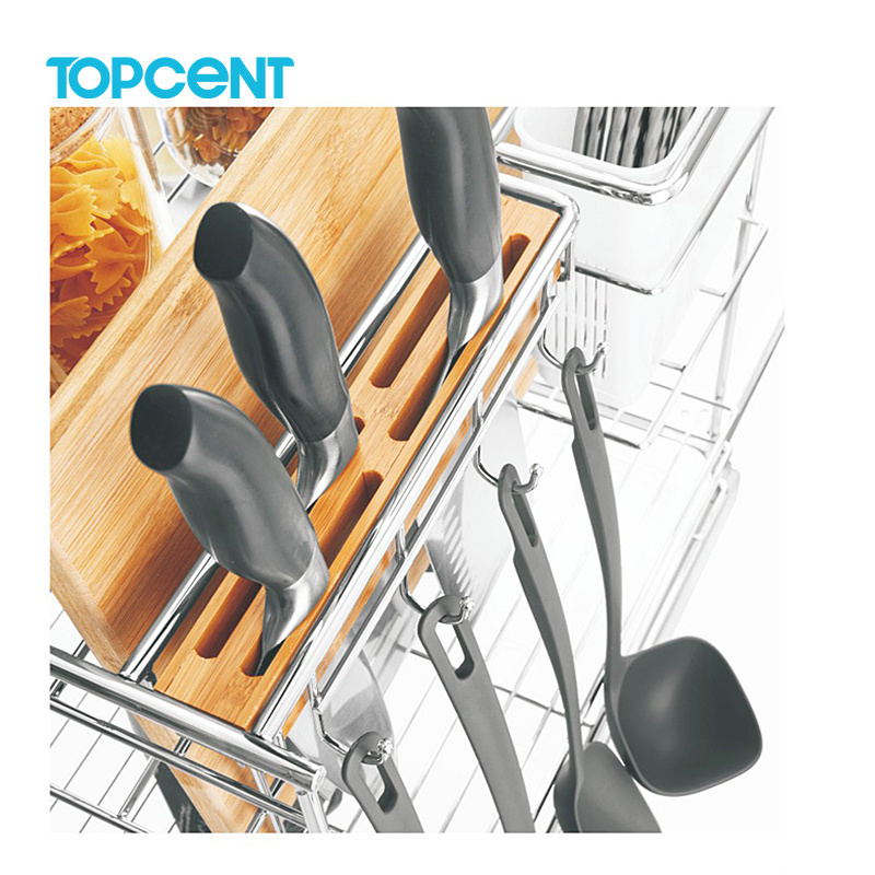 TOPCENT Factory Outlet Stainless Steel Kitchen Cabinet Pull Out Basket drawer baskets sliding wire basket drawers