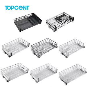 TOPCENT Custom Pullout Kitchen Stainless Steel Pull Out Basket Drawers