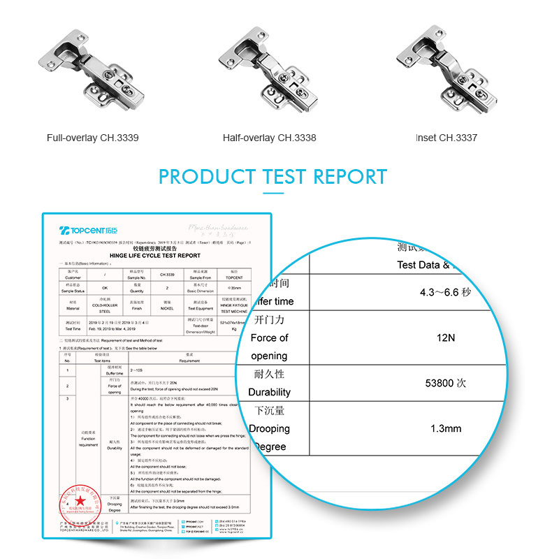 TOPCENT Furniture Hardware Hinge 35 mm Buffering Full Overlay Clip On Soft Close Hydraulic Kitchen Cabinet Hinge