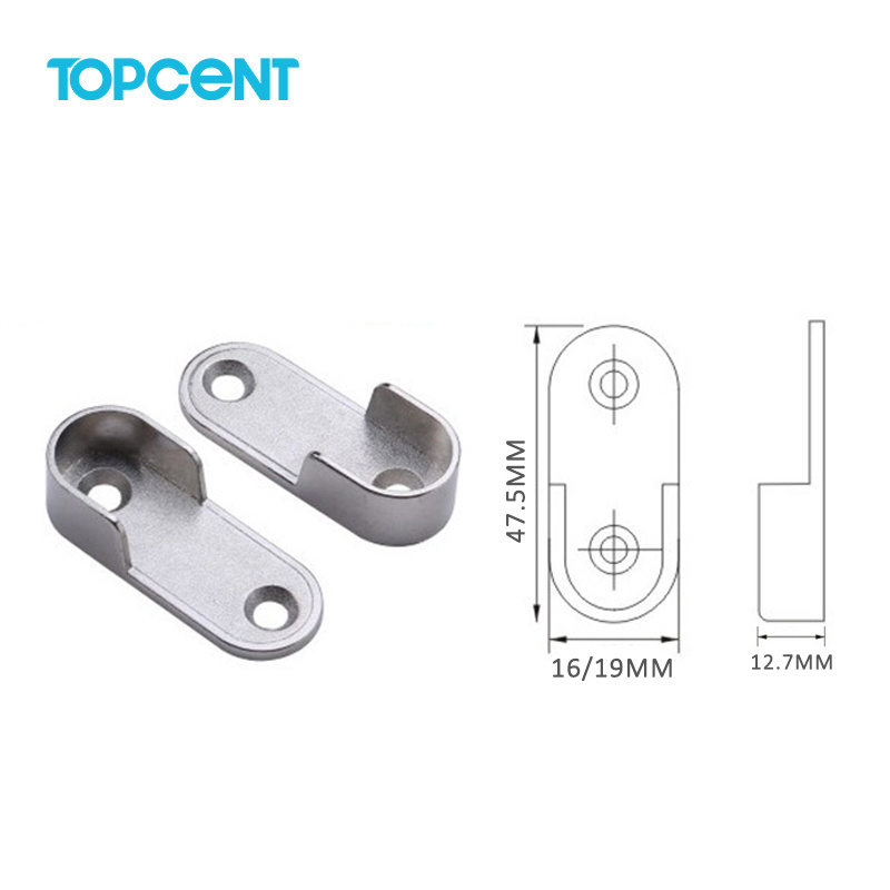 TOPCENT Rail Hanging Clothes Zinc Alloy Oval Furniture Hardware Closet Rod Support Wardrobe Long Tube Holder