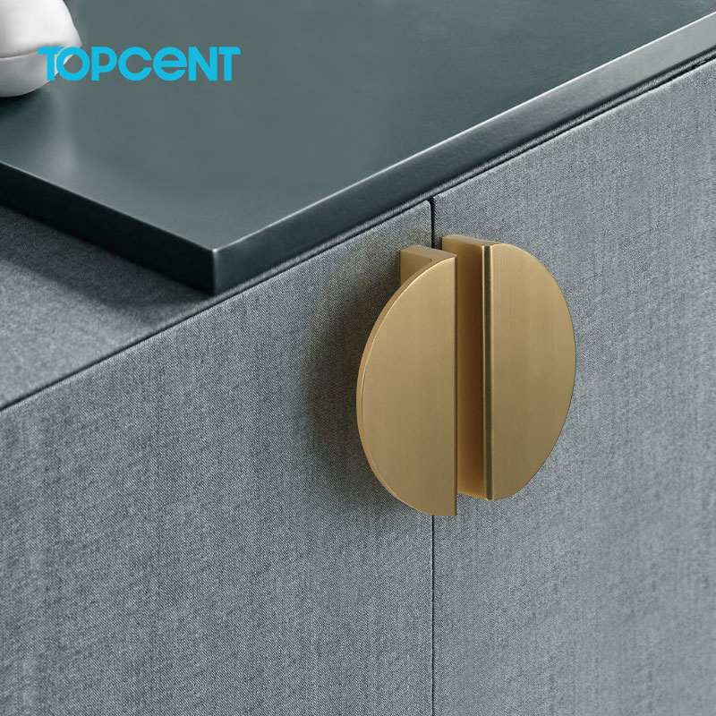 Topcent Aluminum Half Moon Gold Handles Cabinet Half Moon Round Brass Handles Kitchen Pull Out Drawer Cabinet Pulls