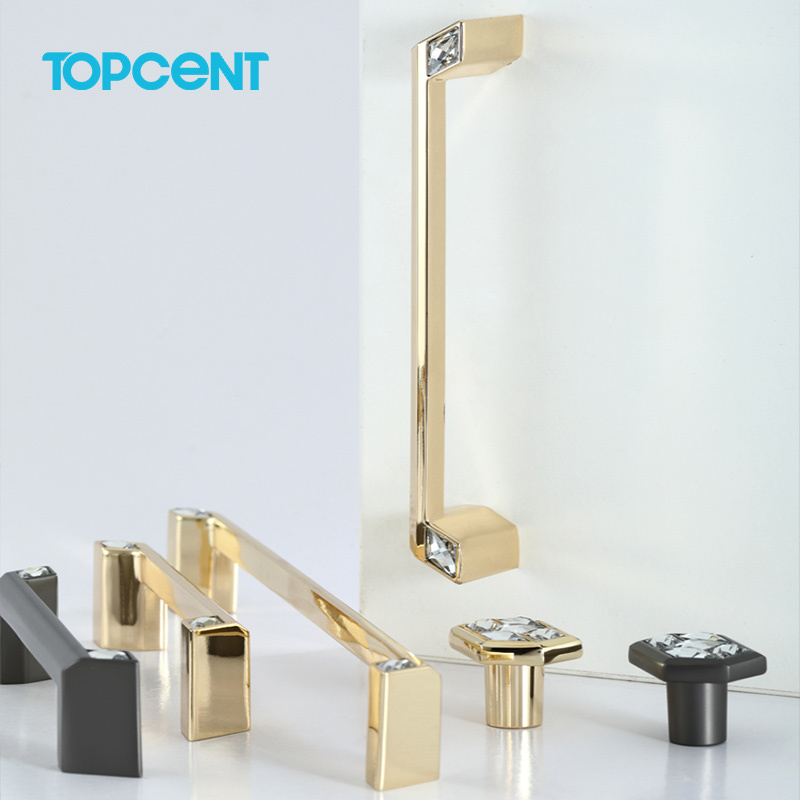 TOPCENT Custom Crystal Handle Modern Decorative Dresser Drawer Cabinet Door Pull Handles for Furniture