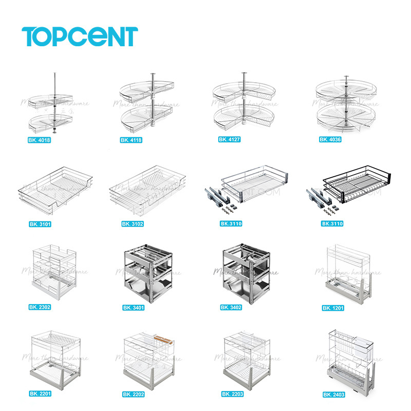 TOPCENT Custom Pullout Kitchen Stainless Steel Pull Out Basket Drawers